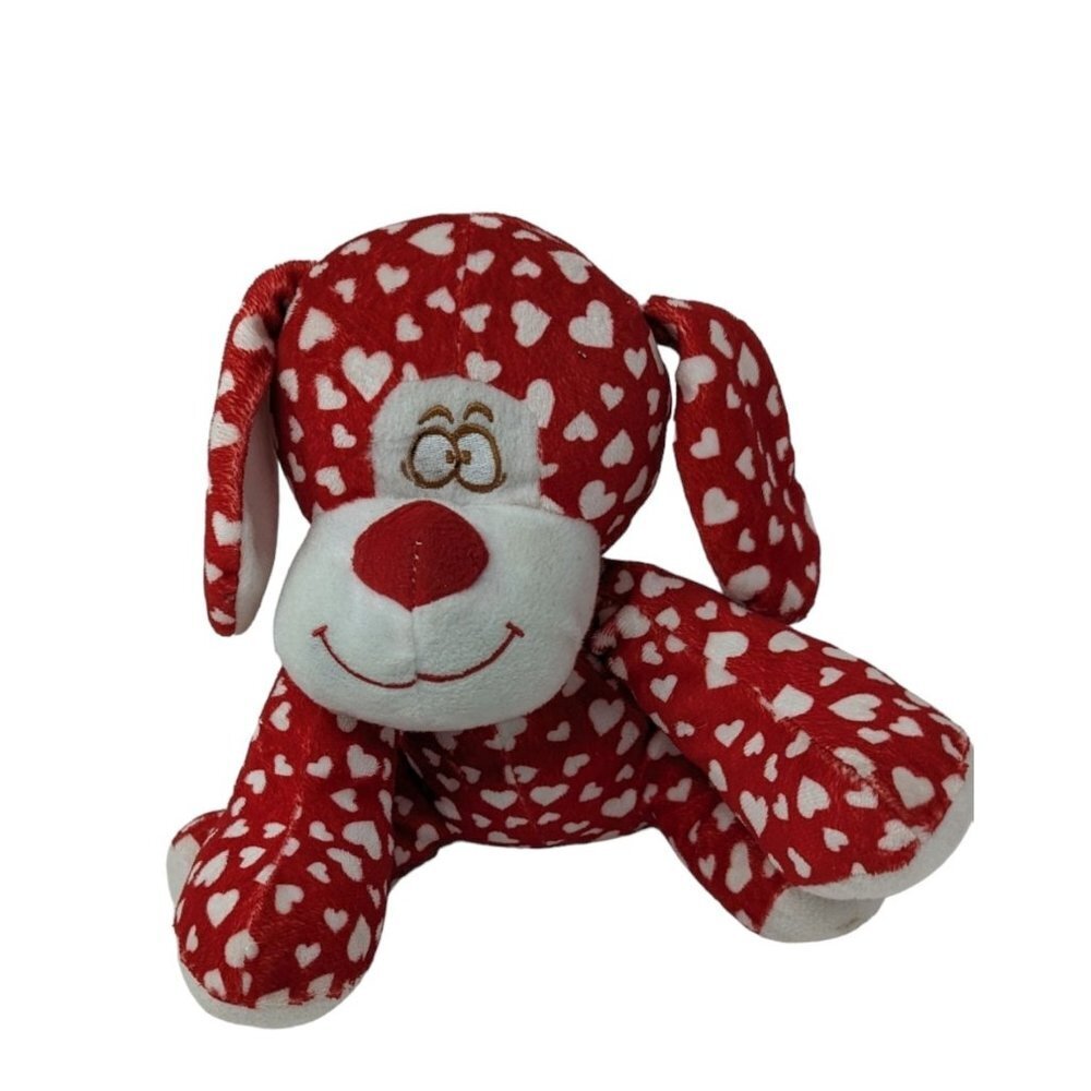 National Entertainment Network Red Dog Puppy Heart Stuffed Animal Soft Toy 10"